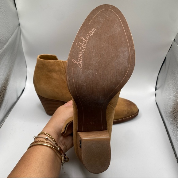 Sam Edelman Womens 8.5 Suede Bootie Macon Camel Ankle Boot Zip Block Heel NWB - Picture 8 of 11